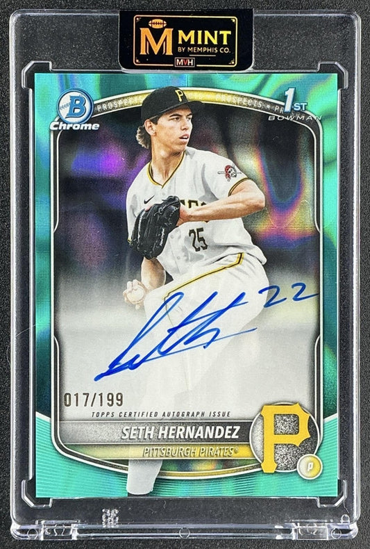 2025 Bowman Draft Seth Hernandez #CPA-SH Chrome Auto Aqua Lava /199 1st