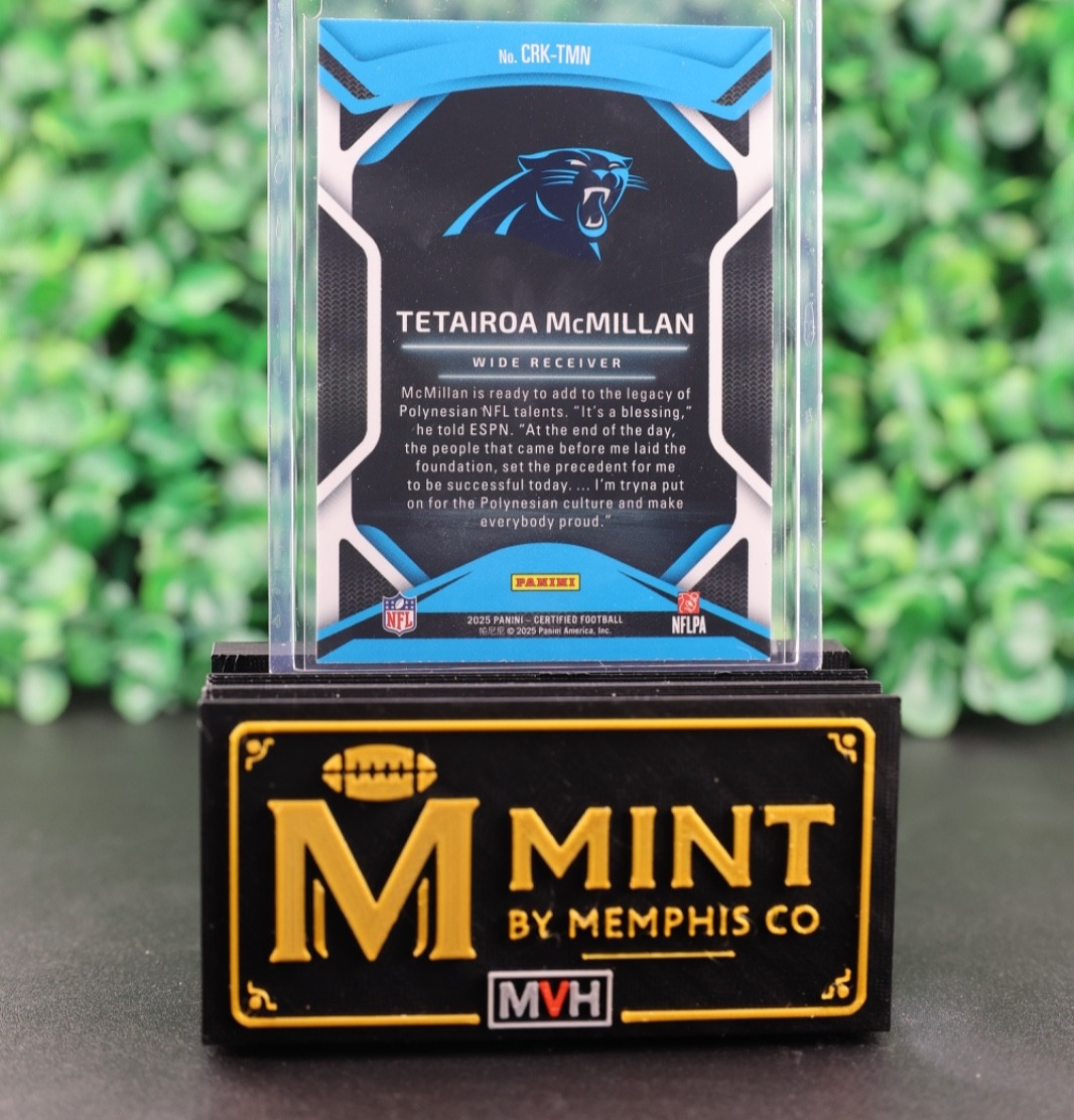 TETAIROA MCMILLAN 2025 PANINI CERTIFIED - CERTIFIED ROOKIES RC PANTHERS