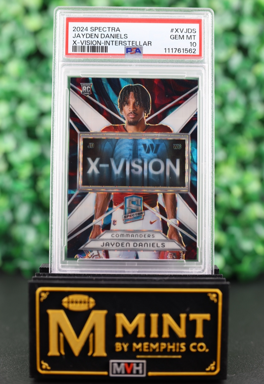 Jayden Daniels 2024 Spectra  X Vision #XV-4 Interstellar Prizm /50 RC SP PSA 10