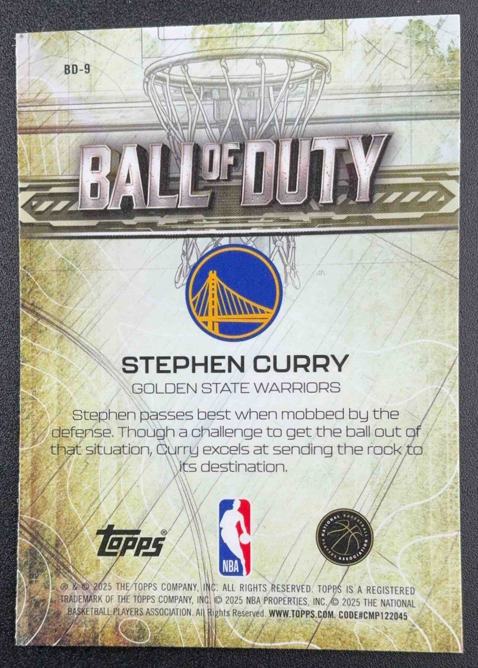STEPHEN CURRY 2025-26 TOPPS CHROME #BD-9 BALL OF DUTY WARRIORS
