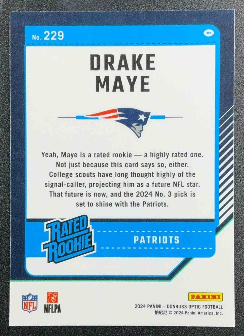 DRAKE MAYE 2024 PANINI DONRUSS OPTIC #229 RATED ROOKIE PATRIOTS
