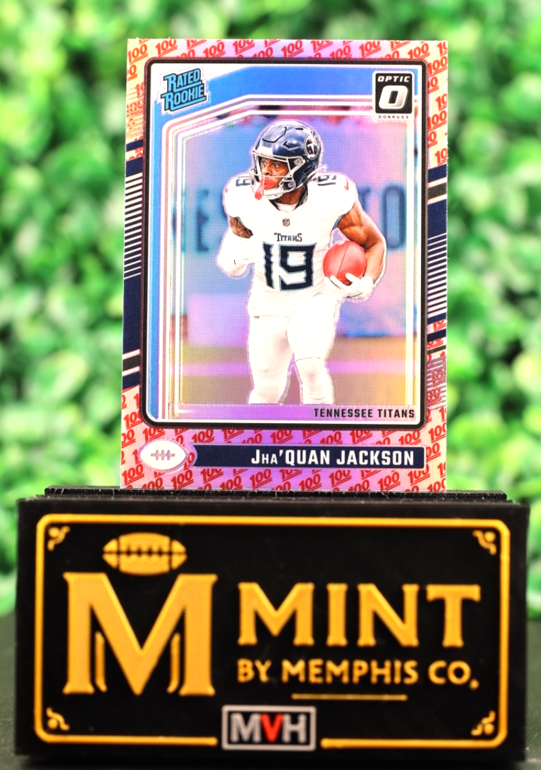 JHA'QUAN JACKSON 2024 OPTIC #253 100 EMOJI SP TITANS RC