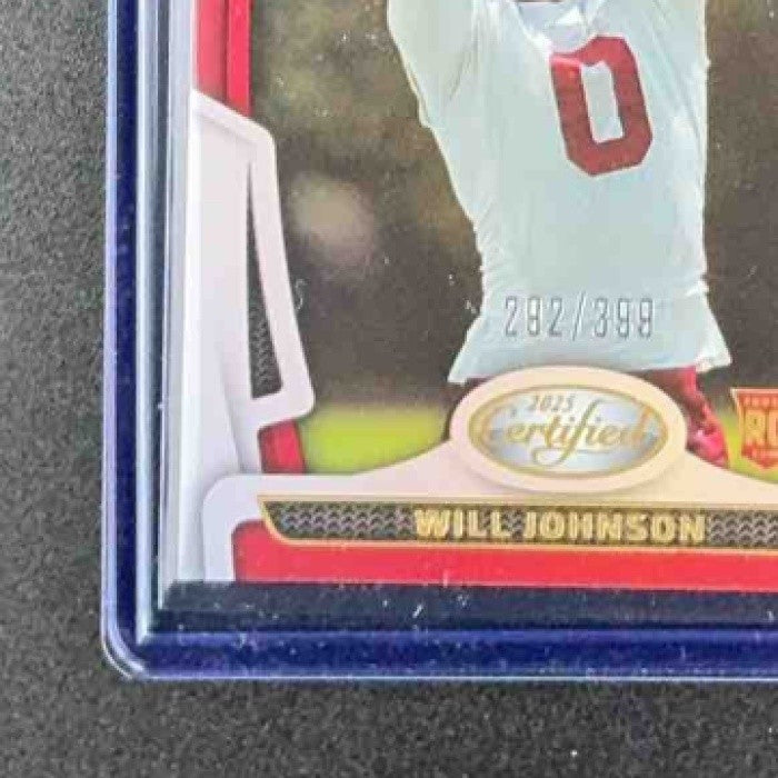 WILL JOHNSON 2025 PANINI CERTIFIED #159 ROOKIES MIRROR /399 RC CARDINALS