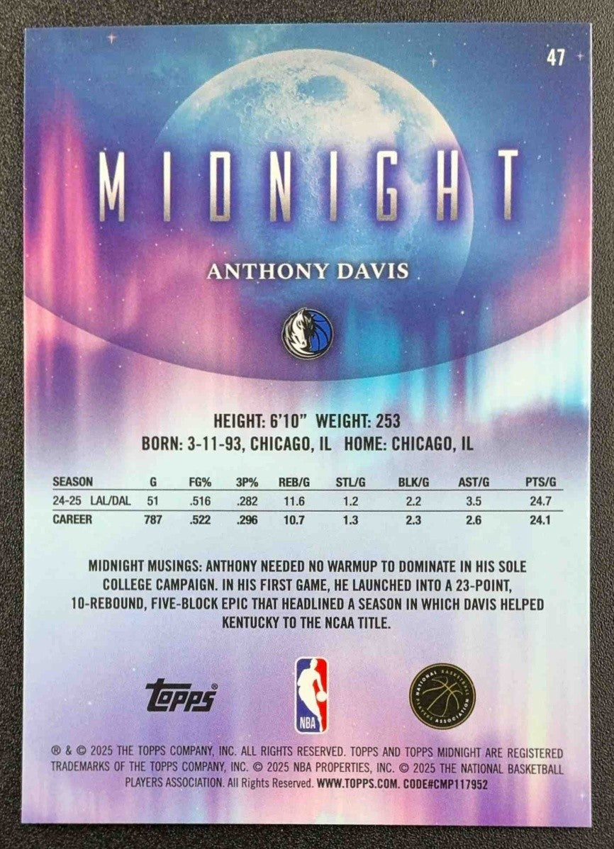 ANTHONY DAVIS 2025-26 TOPPS MIDNIGHT #47 MAVERICKS