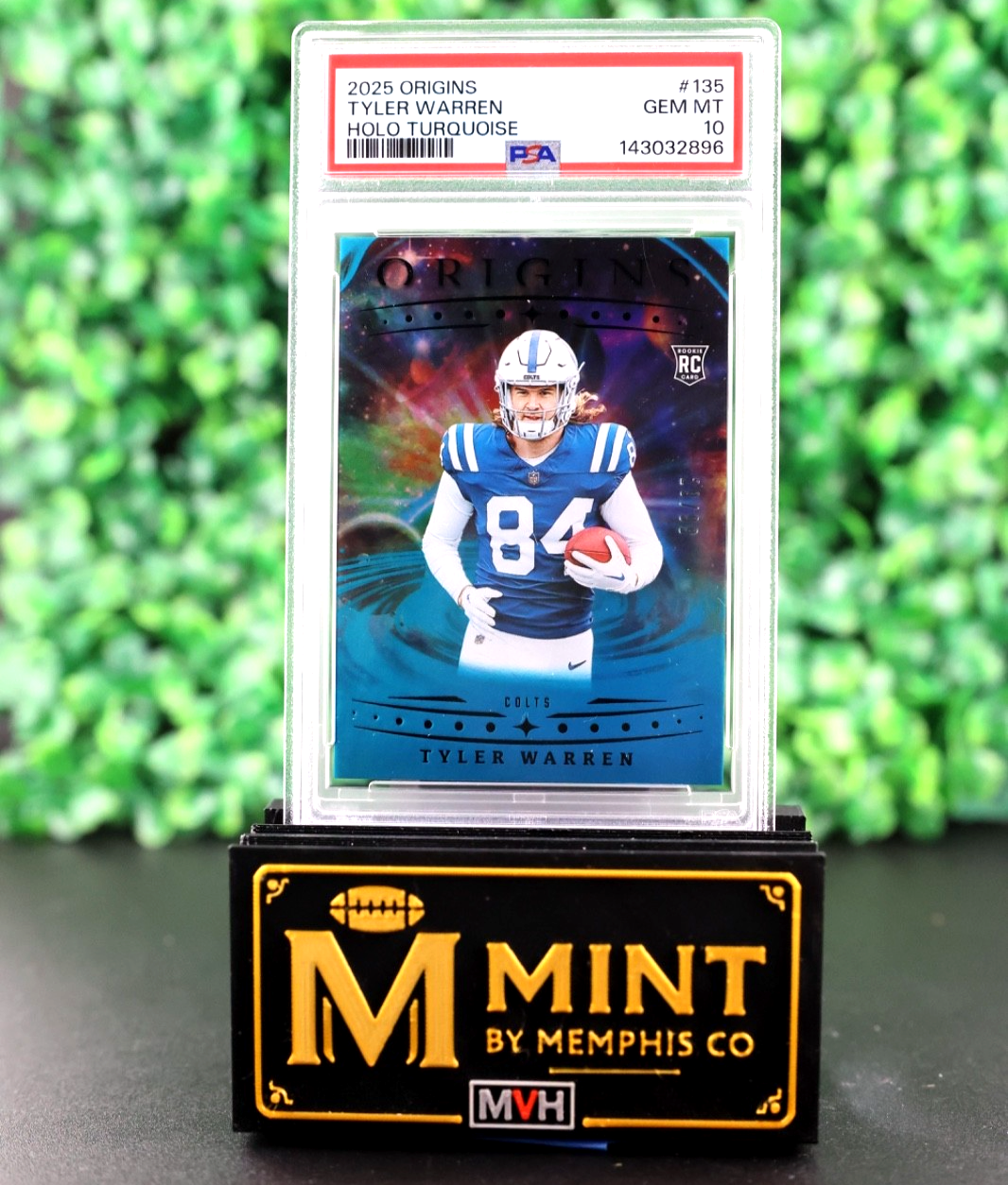 2025 ORIGINS TYLER WARREN #135 HOLO TURQUOISE /99 RC SSP PSA 10 POP 1 COLTS