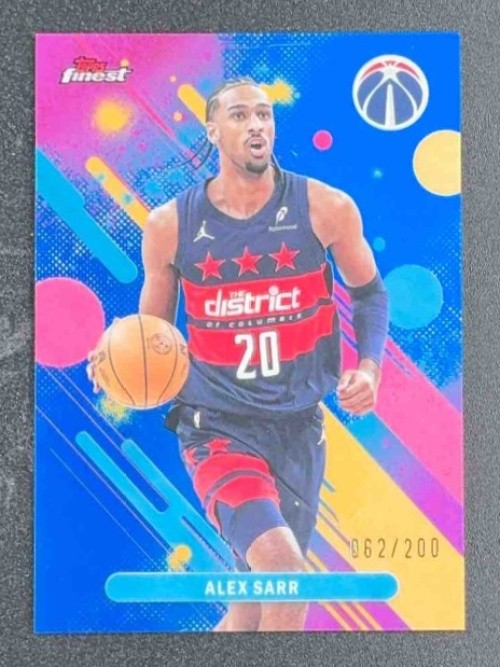 ALEX SARR 2025-26 TOPPS FINEST #59 COMMON BLUE REFRACTOR 62/200 WIZARDS