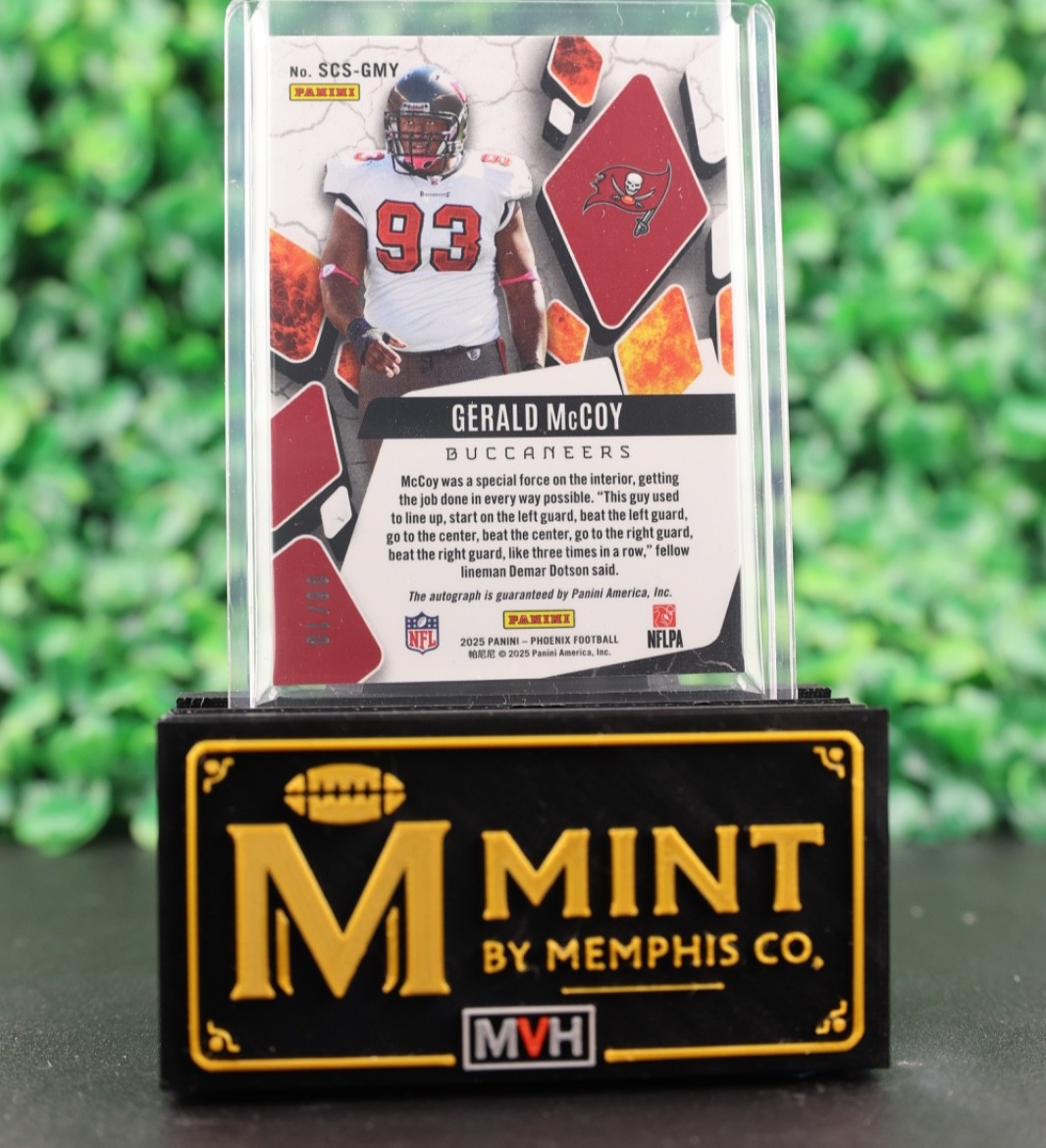 GERALD MCCOY 2025 PHOENIX SCORCHED GOLD AUTO /10 #SCS-GMY BUCS SSP CASE HIT