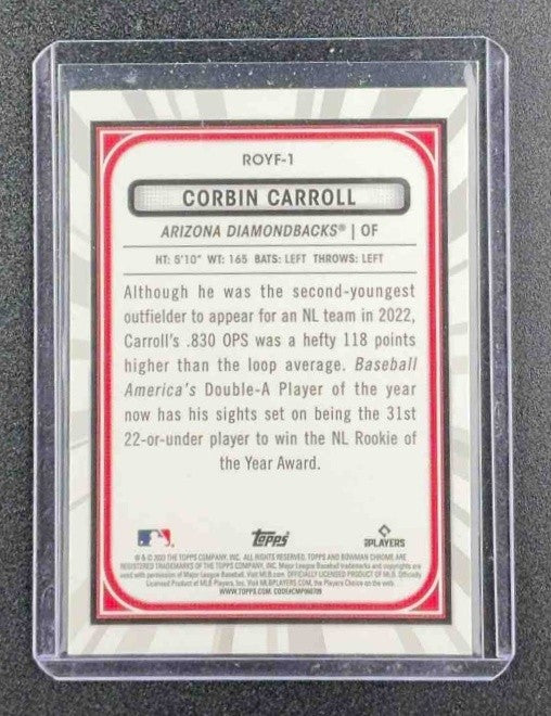2023 Bowman Corbin Carroll #ROYF-1 Rookie of the Year Favorites Chrome RC