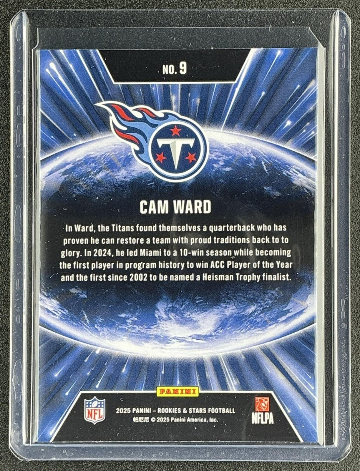 CAM WARD 2025 PANINI ROOKIES & STARS #9 STELLAR SILVER RC TITANS
