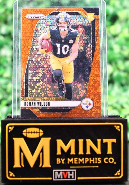 ROMAN WILSON 2024 PANINI PRIZM FOOTBALL ORANGE DISCO ROOKIE RC STEELERS #384