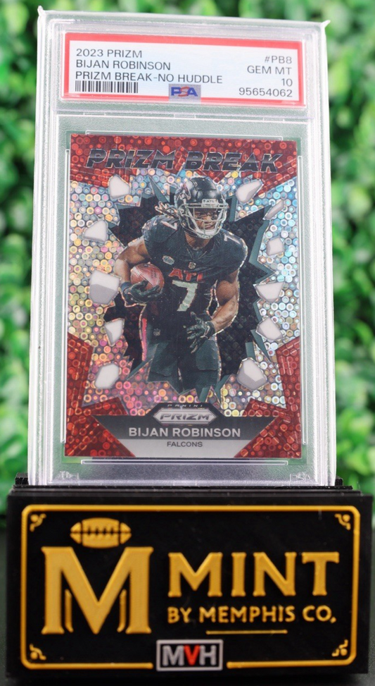 BIJAN ROBINSON 2023 PANINI PRIZM BREAK NO HUDDLE RC FALCONS PSA 10 LOW POP
