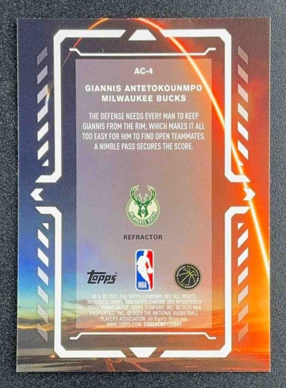 GIANNIS ANTETOKOUNMPO 2025-26 TOPPS CHROME #AC-4 ACTIVATORS REFRACTOR BUCKS