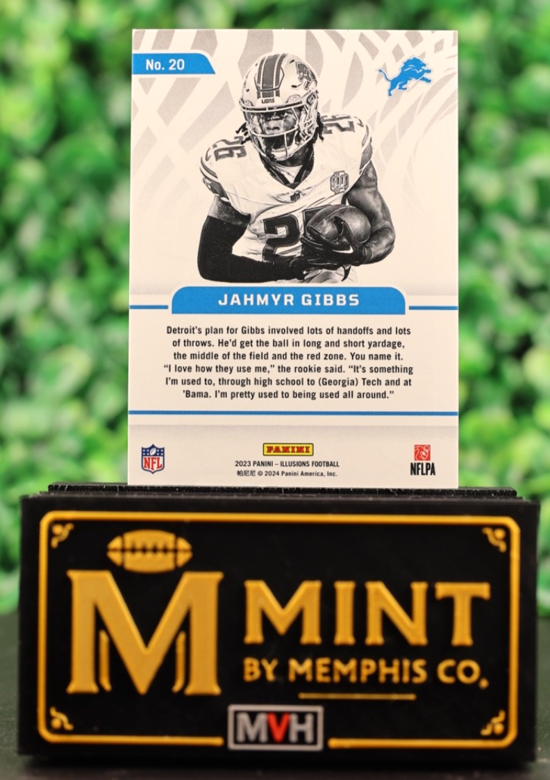JAHMYR GIBBS 2023 PANINI ILLUSIONS - AMAZING #20 (RC) LIONS