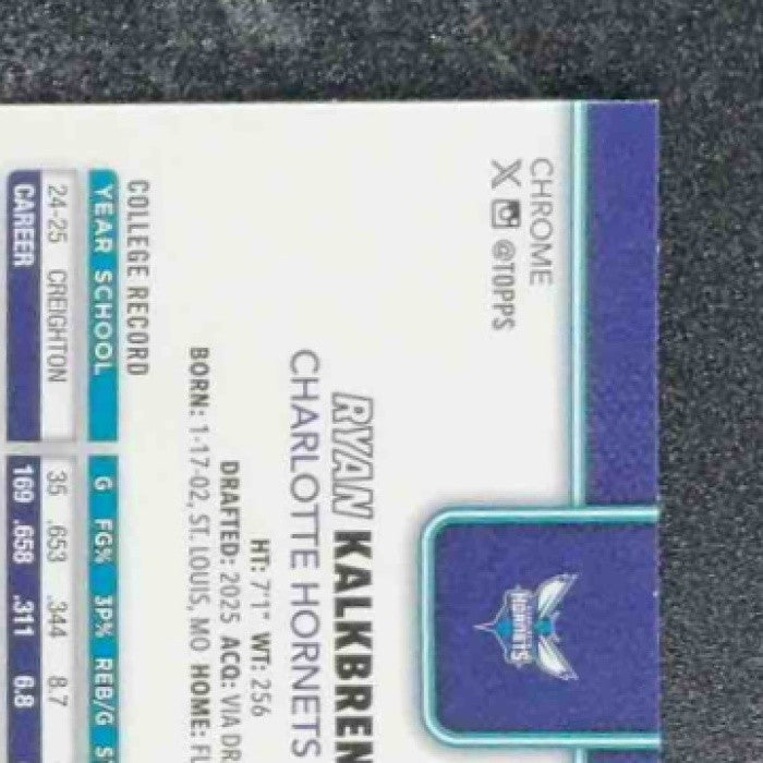 RYAN KALKBRENNER 2025-26 TOPPS CHROME #284 X-FRACTOR RC HORNETS
