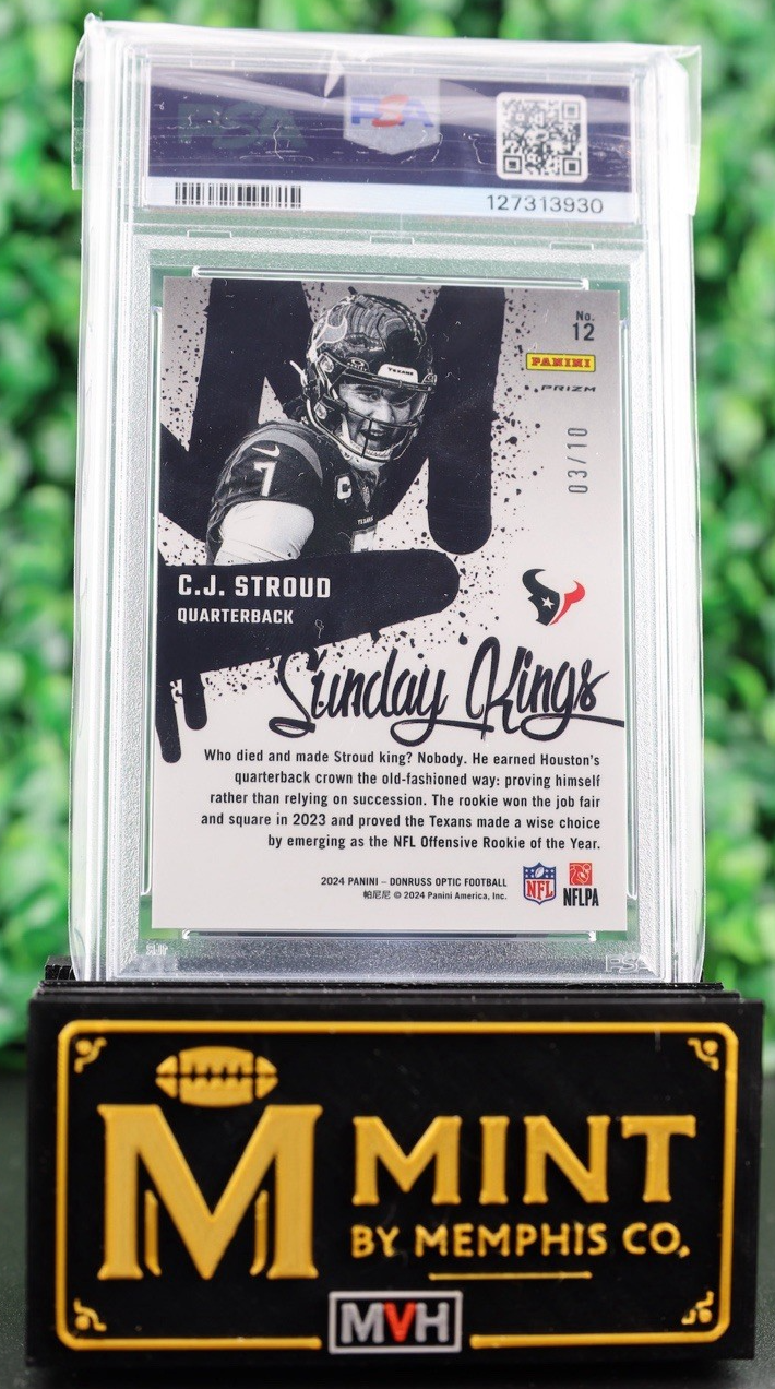 2024 PANINI DONRUSS OPTIC CJ STROUD SUNDAY KINGS GOLD /10 SSP  PSA 10 TEXANS