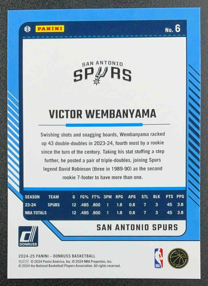VICTOR WEMBANYAMA 2024-25 PANINI DONRUSS #6 SPURS