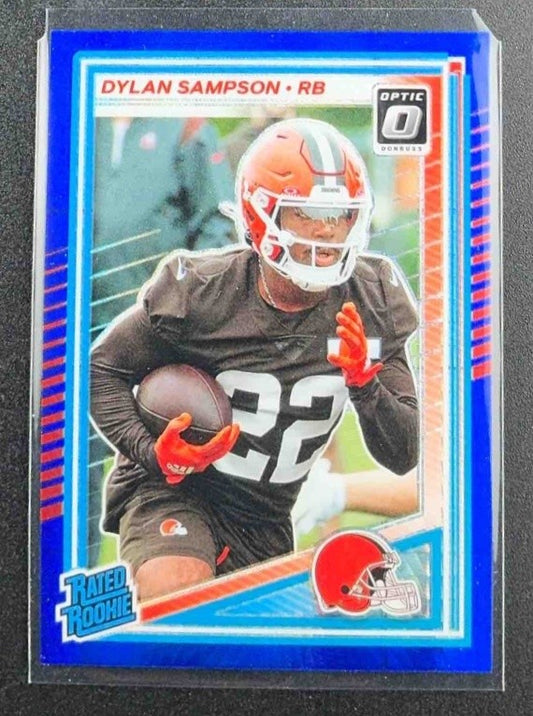 2025 Panini Donruss Optic Dylan Sampson #238 Rated Rookie Blue Hyper Prizm