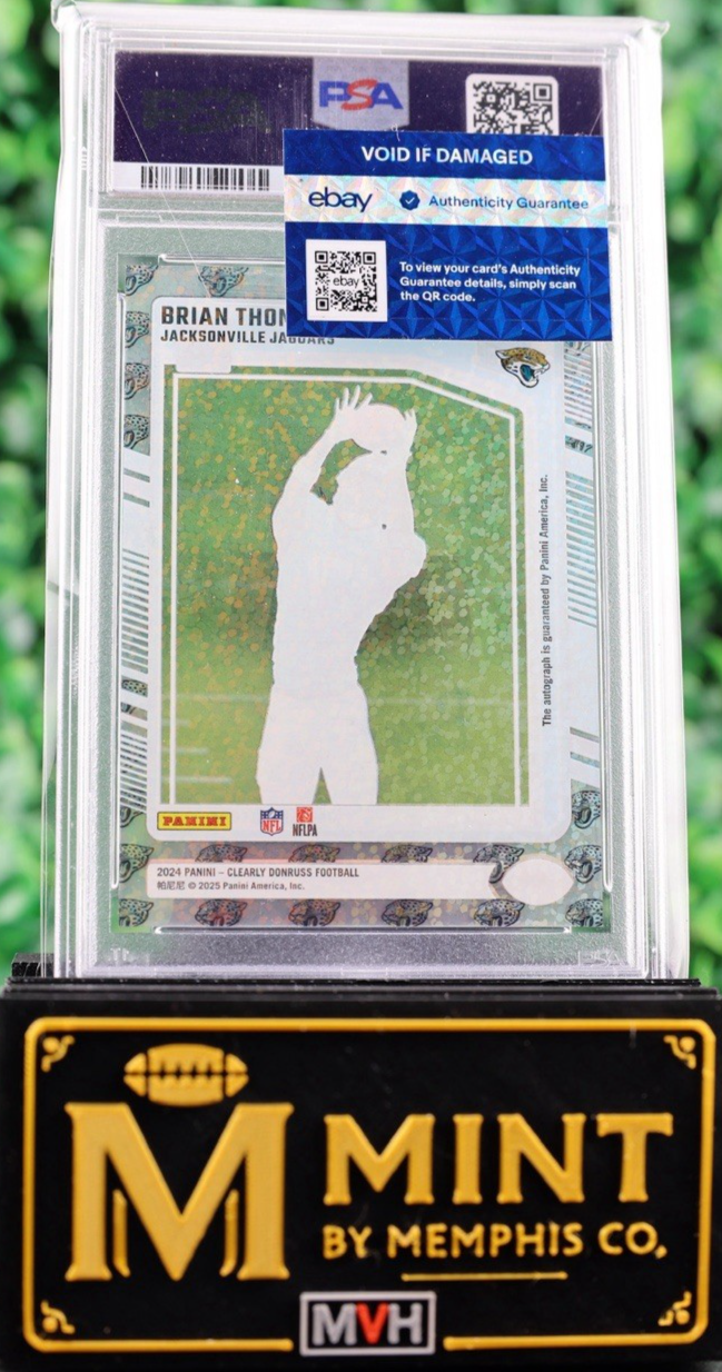 BRIAN THOMAS JR 2024 CLEARLY DONRUSS #64 TEAM LOGOS AUTO RC /7 PSA 10 POP 2 SSP
