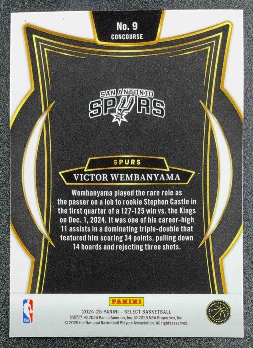 VICTOR WEMBANYAMA 2024-25 PANINI SELECT #9 CONCOURSE BLUE PRIZM SPURS