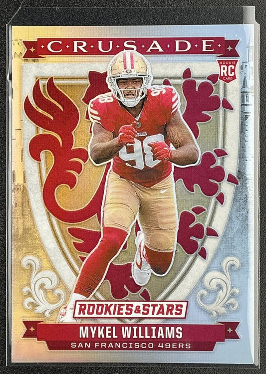 MYKEL WILLIAMS 2025 PANINI ROOKIES & STARS #25 CRUSADE SILVER RC 49ERS