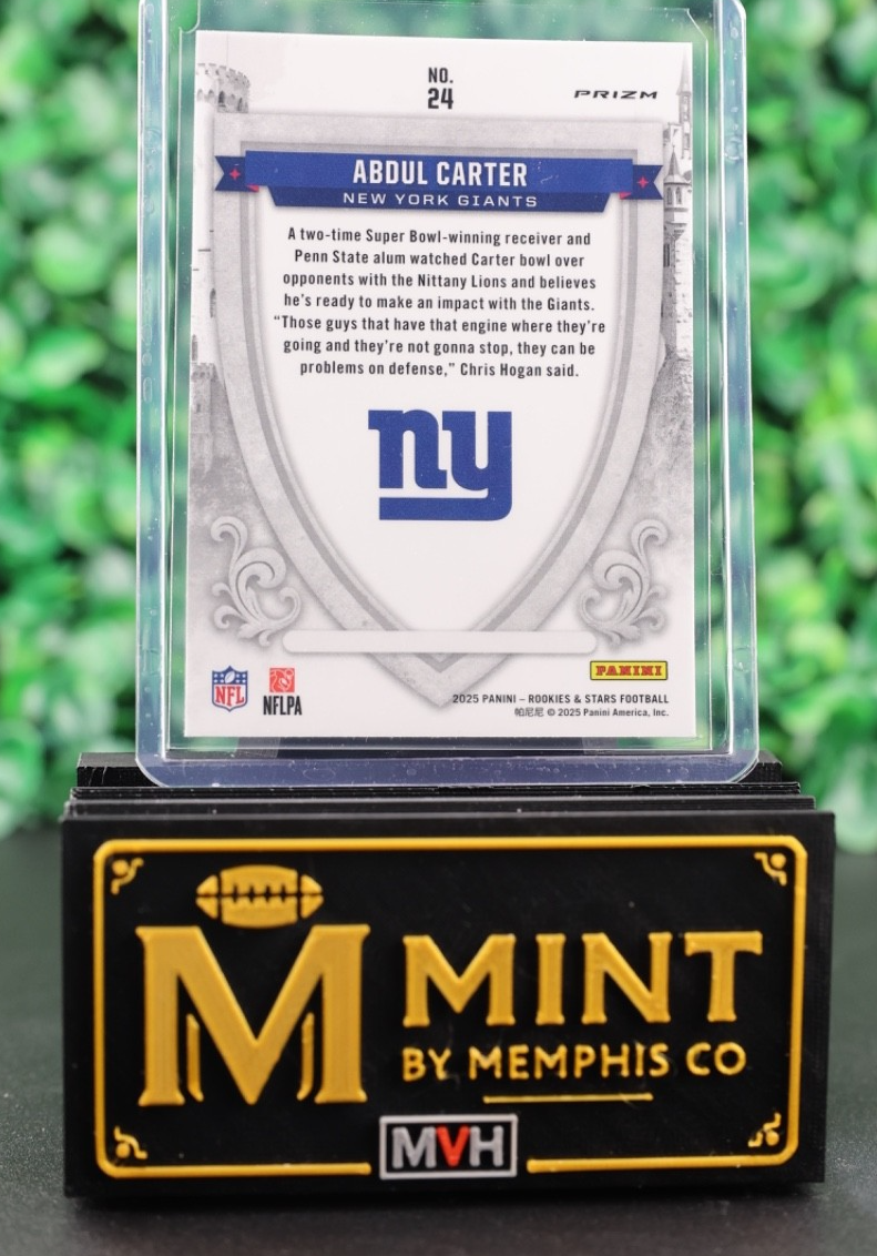 ABDUL CARTER 2025 PANINI ROOKIES & STARS  CRUSADE #24 SILVER RC GIANTS