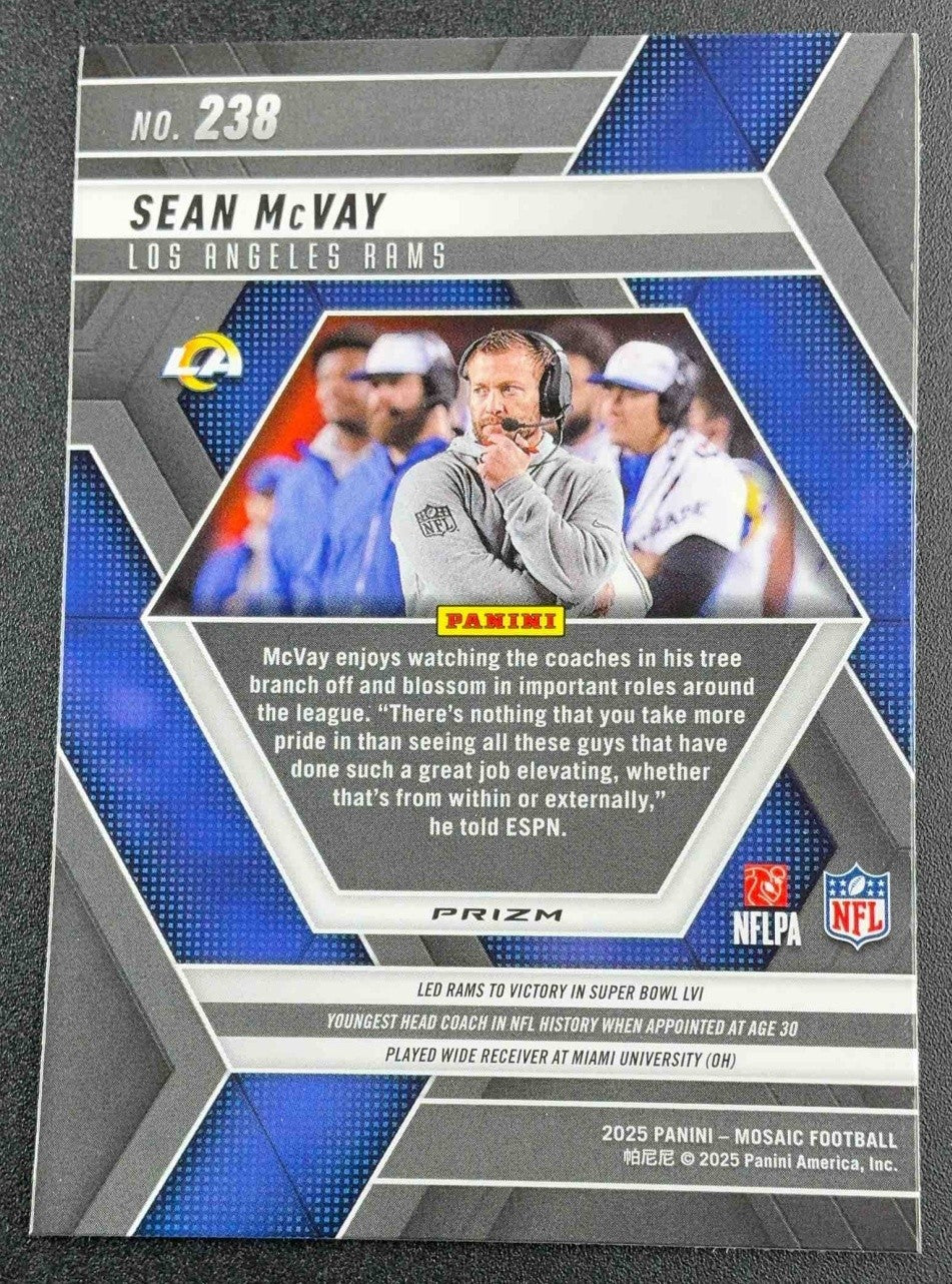 SEAN MCVAY 2025 PANINI MOSAIC #238 NO HUDDLE SILVER PRIZM RAMS