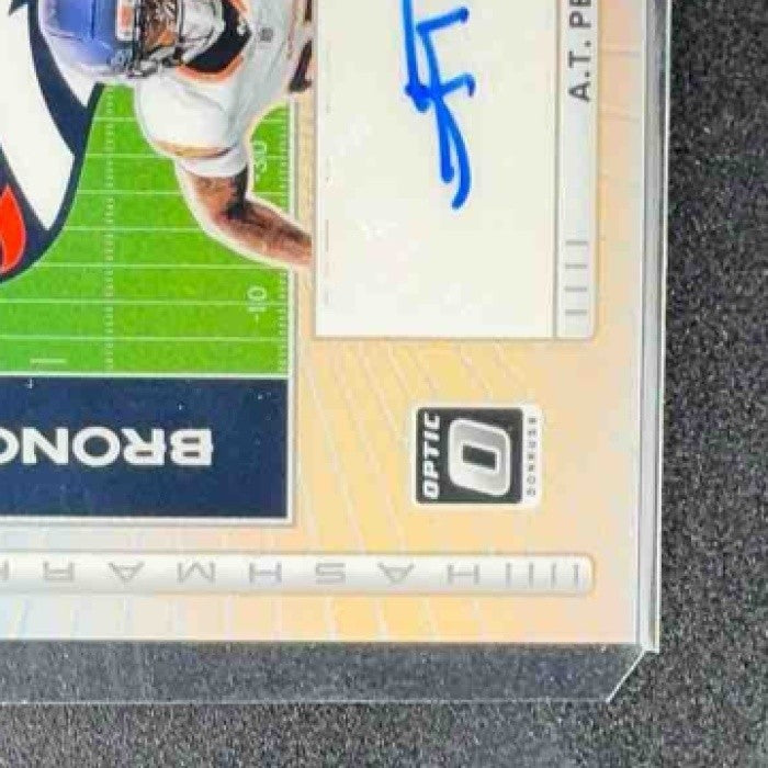 A.T. PERRY 2025 PANINI DONRUSS OPTIC #HM-AP HASH MARK AUTO HOLO PRIZM BRONCOS