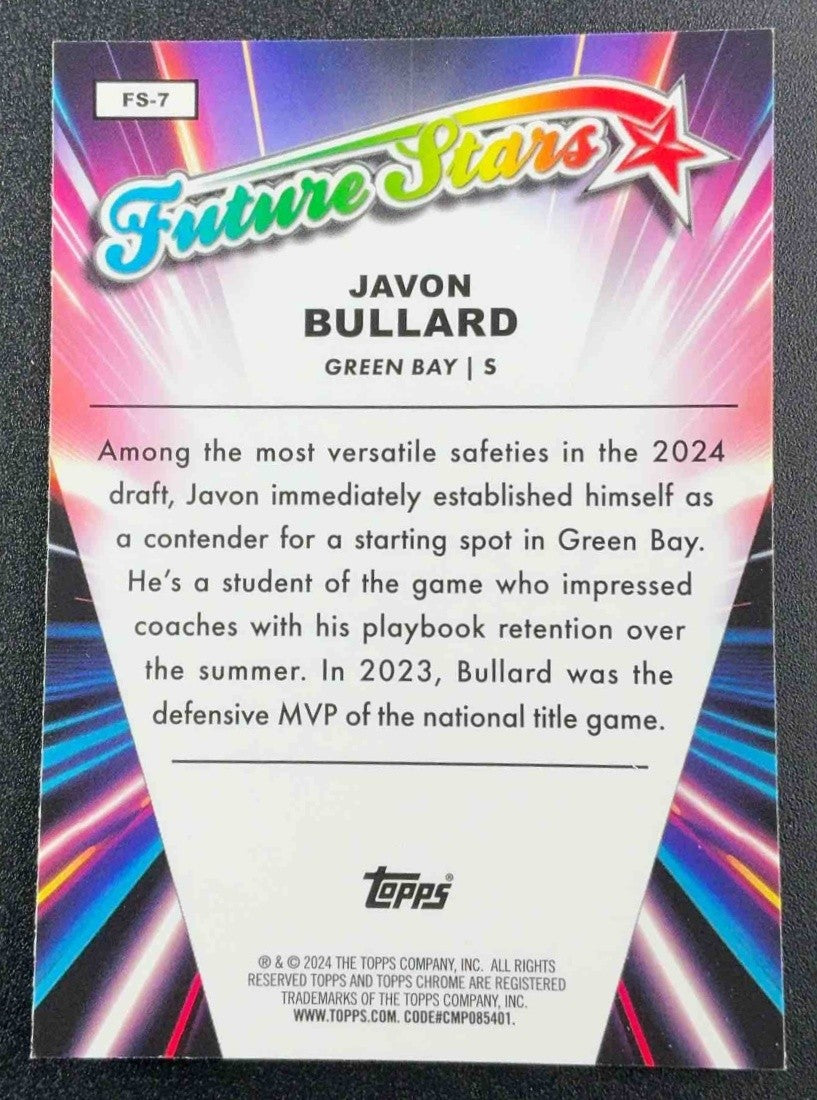 JAVON BULLARD 2024 TOPPS CHROME #FS-7 FUTURE STARS RC PACKERS