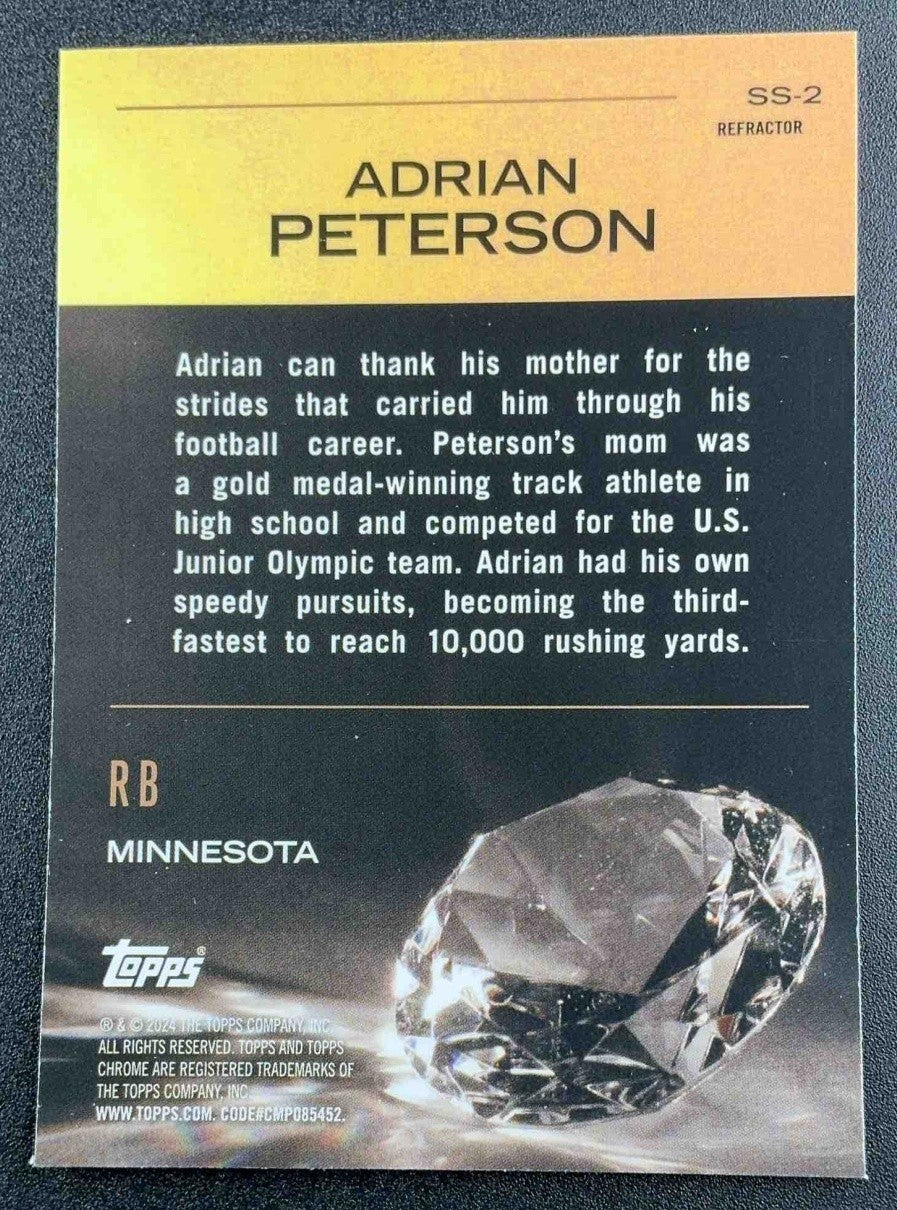 ADRIAN PETERSON 2024 TOPPS CHROME #SS-2 SUNDAY SWAG REFRACTOR VIKINGS