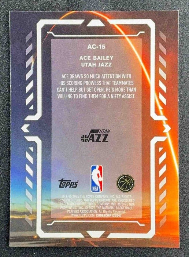 ACE BAILEY 2025-26 TOPPS CHROME #AC-15 ACTIVATORS RC JAZZ