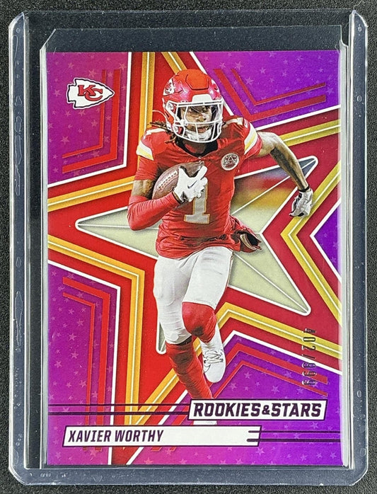 XAVIER WORTHY 2025 PANINI ROOKIES & STARS #9 PURPLE 402/999 CHIEFS