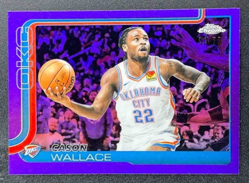 CASON WALLACE 2025-26 TOPPS CHROME #191 PURPLE REFRACTOR 3/75 THUNDER
