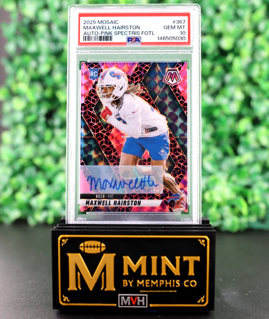 MAXWELL HAIRSTON 2025 MOSAIC RC AUTO PINK SPECTRIS FOTL /30 SSP PSA 10 BILLS