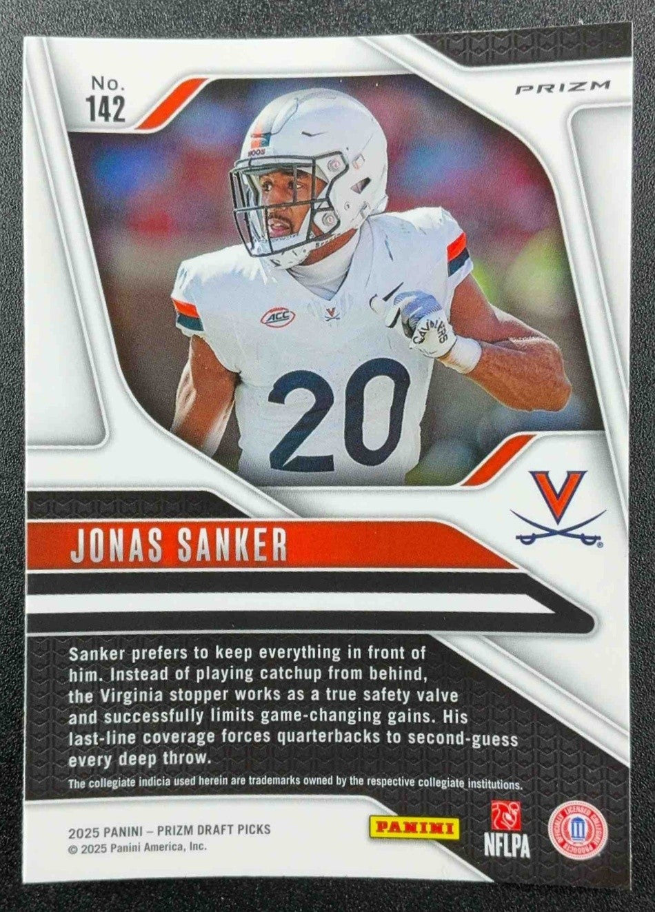 JONAS SANKER 2025 PANINI PRIZM DRAFT PICKS #142 RED ICE RC CAVALIERS