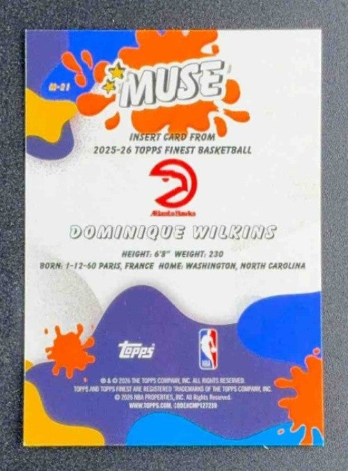 DOMINIQUE WILKINS 2025-26 TOPPS FINEST #M-21 MUSE HAWKS