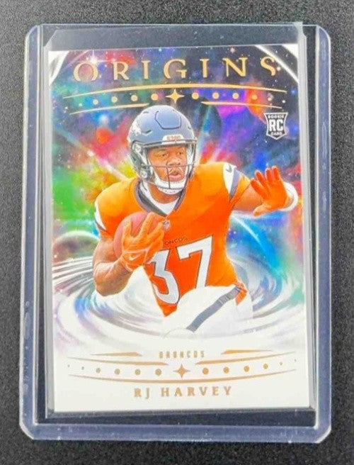 RJ HARVEY 2025 PANINI ORIGINS #141 ROOKIE RC BRONCOS