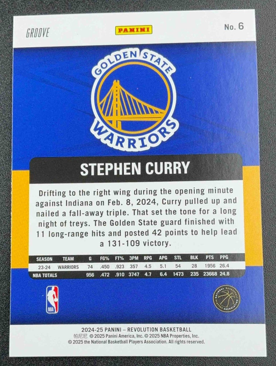 STEPHEN CURRY 2024-25 PANINI REVOLUTION #6 GROOVE WARRIORS