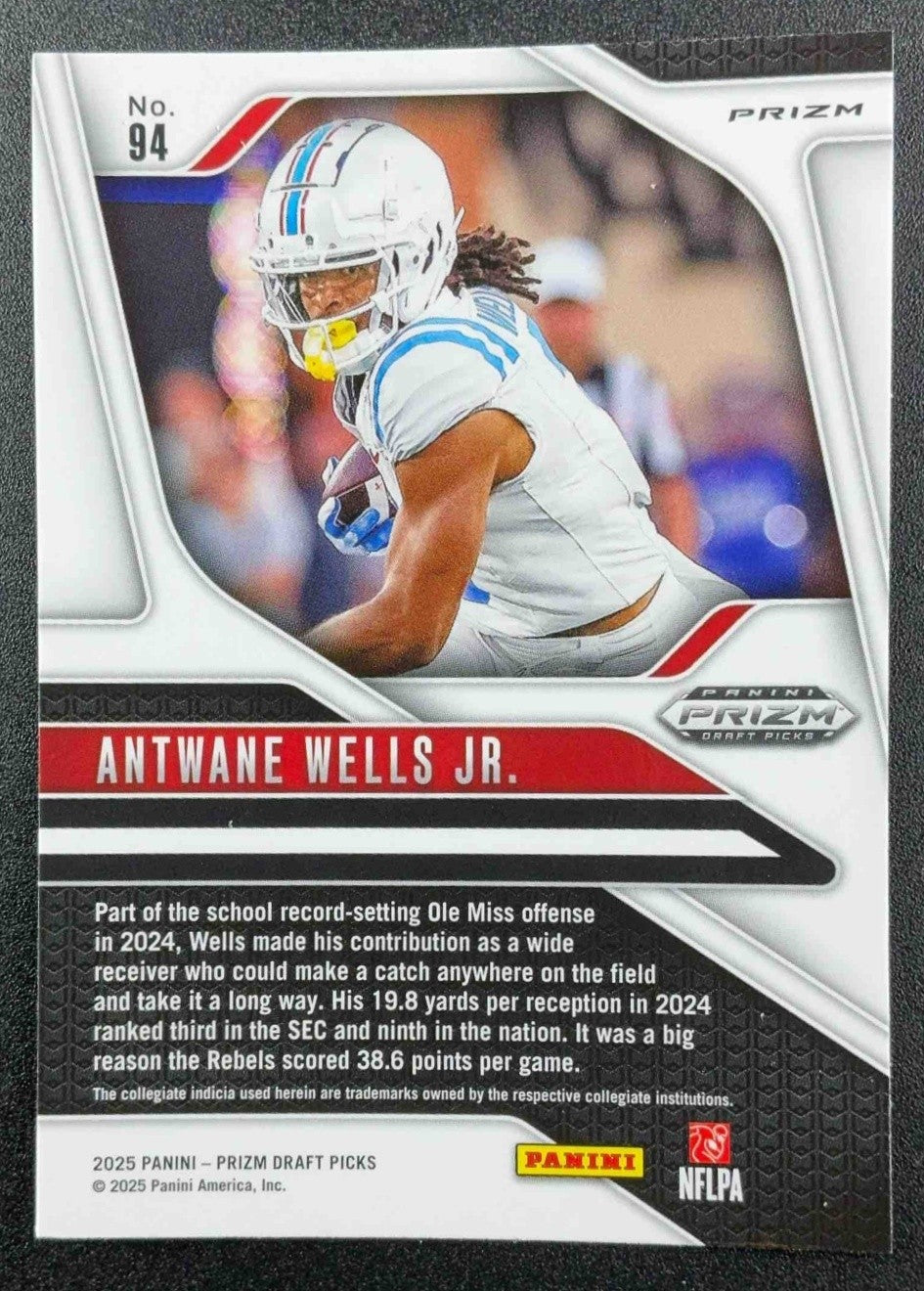 ANTWANE WELLS JR. 2025 PANINI PRIZM DRAFT PICKS #94 RED ICE RC REBELS