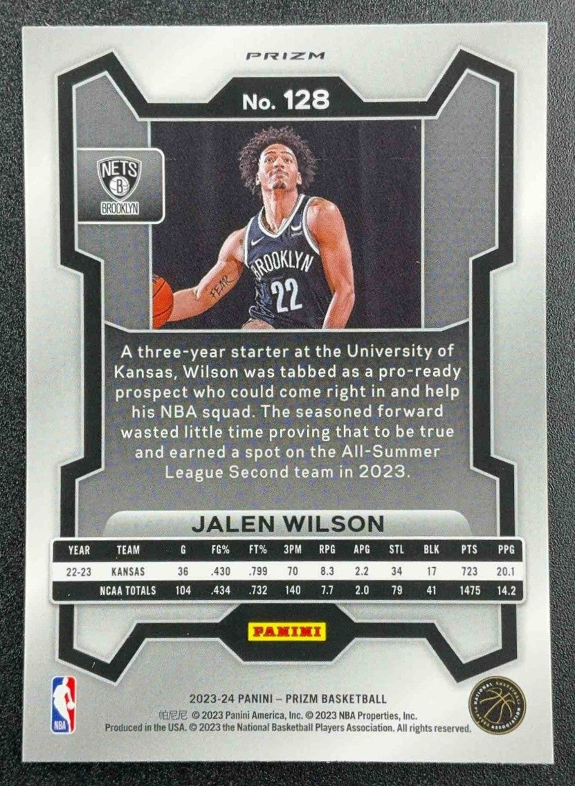 JALEN WILSON 2023-24 PANINI PRIZM #128 PRIZMS RED SPARKLE RC NETS