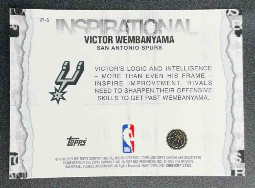 VICTOR WEMBANYAMA 2025-26 TOPPS CHROME #IP-6 INSPIRATIONAL SPURS