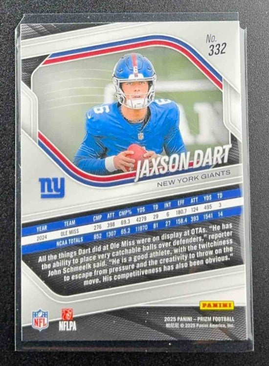 JAXSON DART 2025 PANINI PRIZM #332 RC GIANTS