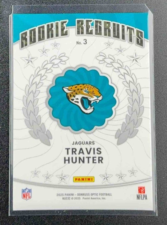 TRAVIS HUNTER 2025 PANINI DONRUSS OPTIC #3 ROOKIE RECRUITS RC JAGUARS