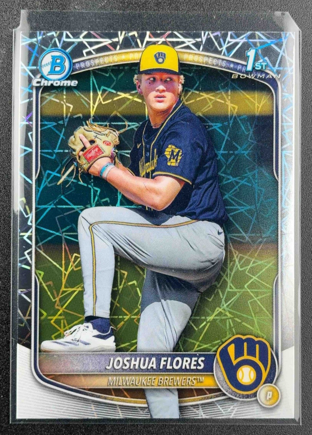 2025 BOWMAN DRAFT JOSHUA FLORES #BDC-82 CHROME LASER REFRACTOR 1ST PROSPECT