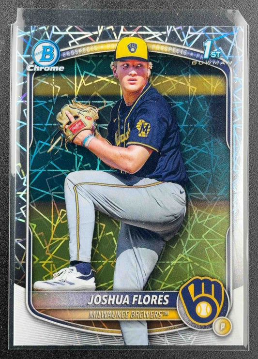 2025 BOWMAN DRAFT JOSHUA FLORES #BDC-82 CHROME LASER REFRACTOR 1ST PROSPECT