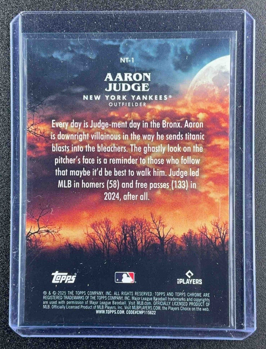 AARON JUDGE 2025 TOPPS CHROME UPDATE #NT-1 NIGHT TERRORS YANKEES