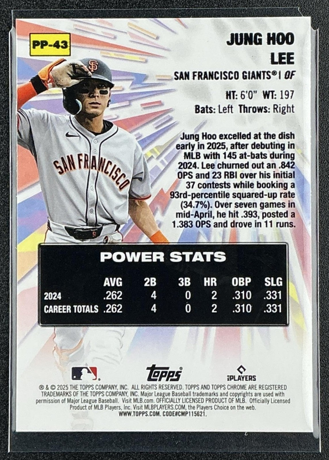 JUNG HOO LEE 2025 TOPPS CHROME UPDATE #PP-43 POWER PLAYERS GIANTS