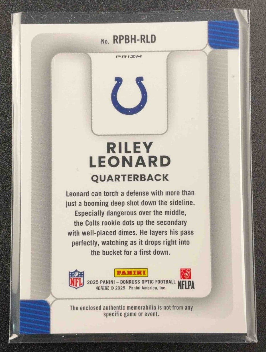 2025 Panini Donruss Optic Riley Leonard Rookie Phenoms Blue Hyper Prizm RC