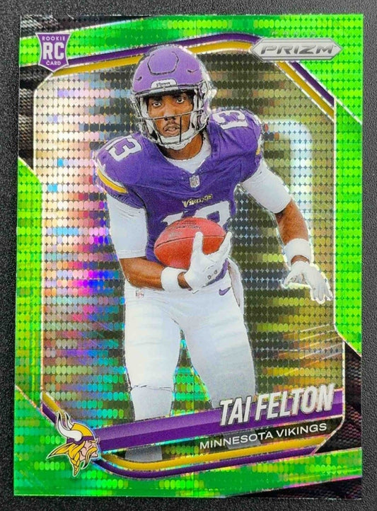 TAI FELTON 2025 PANINI PRIZM #361 NEON GREEN PULSAR RC VIKINGS