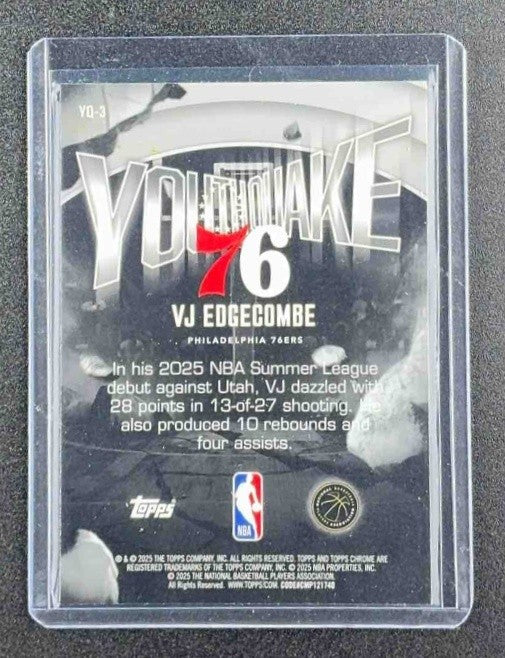 VJ EDGECOMBE 2025-26 TOPPS CHROME #YQ-3 YOUTHQUAKE RC 76ERS