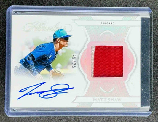 MATT SHAW 2025 PANINI FLAWLESS ROOKIE PATCH AUTO /25 CUBS